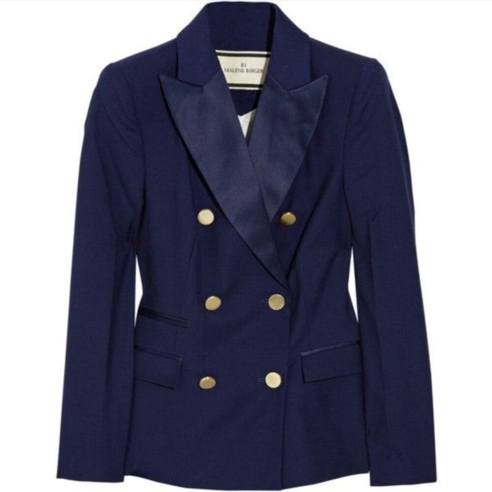 By Malene Birger Karam Twill Double Breasted Blazer 40 US 10 L Structured Jacket